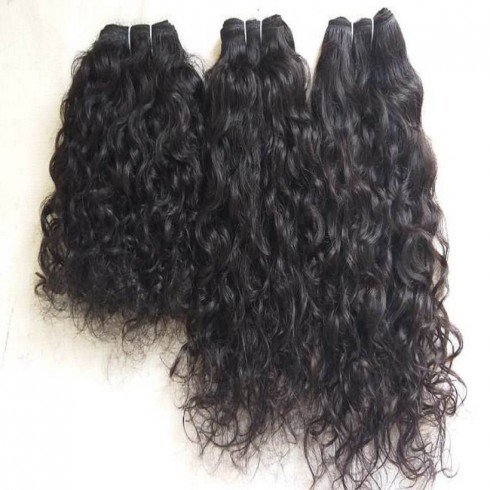 Raw unprocessed tangle free curly wavy temple Hair